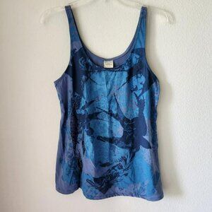 Vintage Inked & Faded blue bird floral tank top women Sz M Festival Grunge Indie